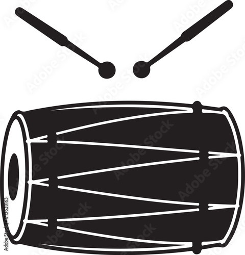 Dhool or dhol Black and White Dholak Drum Vector Illustration
Traditional Indian Dholak Musical Instrument Icon
Dholak Drum Clipart for Cultural Designs
Simple Dholak Percussion Instrument Icon
