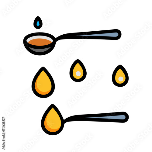 Oil dripping from a sieve and falling into drops isolated on transparent background