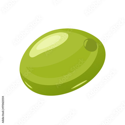 Single green olive isolated on transparent background