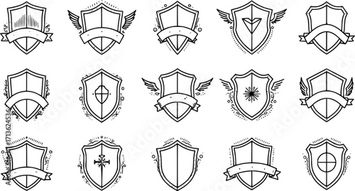set of heraldic shields