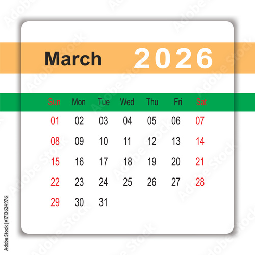 March 2026 Desk Calendar Template