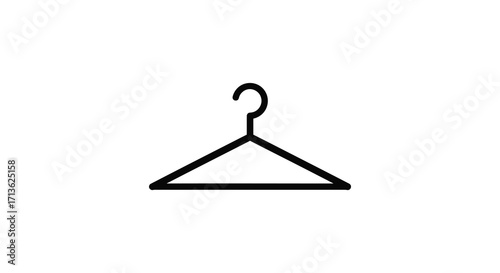 Simple black line drawing of a single clothing hanger isolated on white