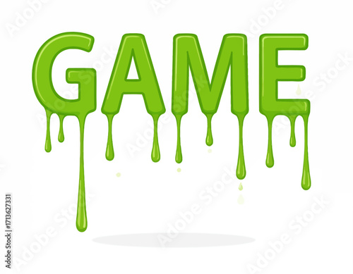 The word "GAME" rendered in green with a dripping, slime-like effect isolated on transparent background.