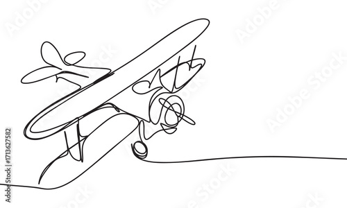 Biplane in Flight A Continuous Line Drawing