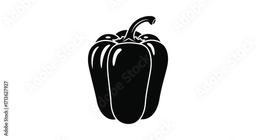 A simple black and white illustration of a single bell pepper