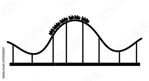 Simple black and white illustration of a classic roller coaster track design