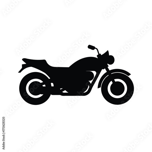 Black motorcycle silhouette on a clean white background