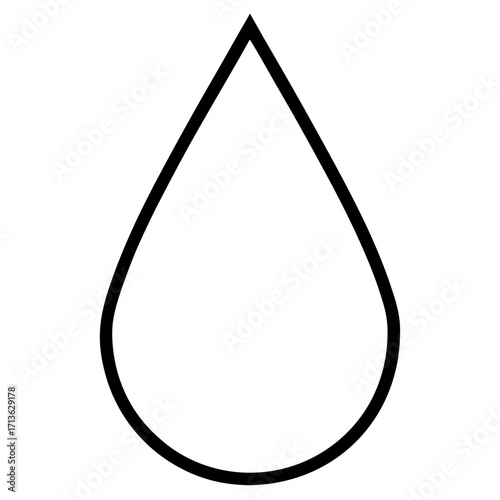Simple black outline of a single water drop shape on a white background