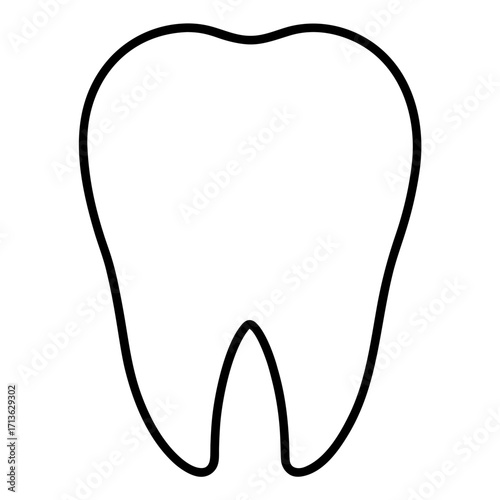 Simple outline drawing of a human tooth with a white background ideal for dental concepts