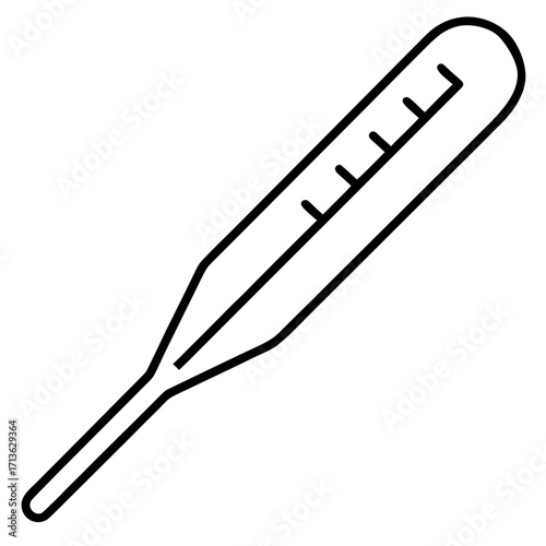 Simple black line art icon of a classic mercury thermometer on a white background