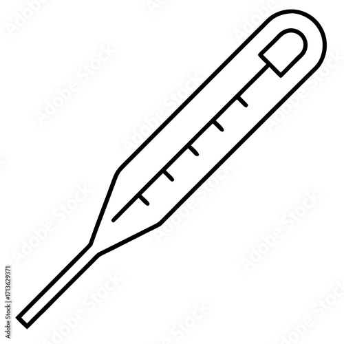 Simple black outline icon of a classic mercury thermometer with temperature markings on a white background