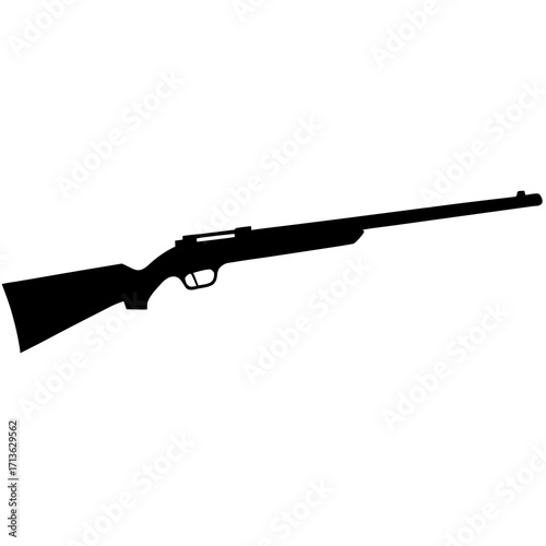 Black silhouette of a hunting rifle on a white background