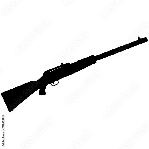 Black silhouette of a hunting rifle isolated on a white background