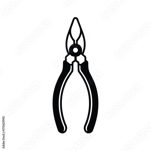 Black pliers silhouette on white background