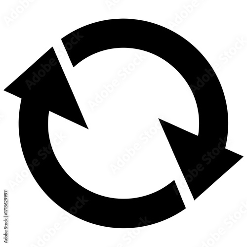 Circular arrow icon representing refresh reload repeat cycle or rotation on a white background