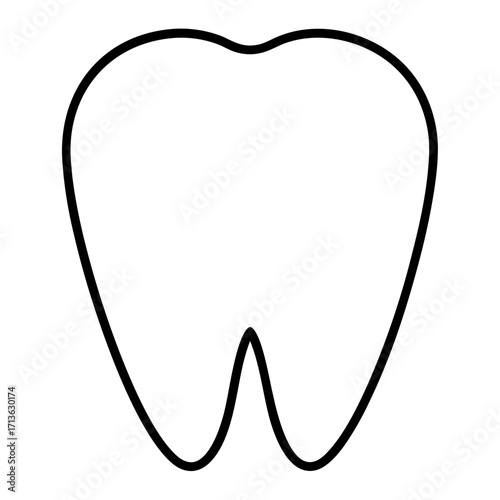 Simple outline drawing of a single tooth with a thick black border on a white background
