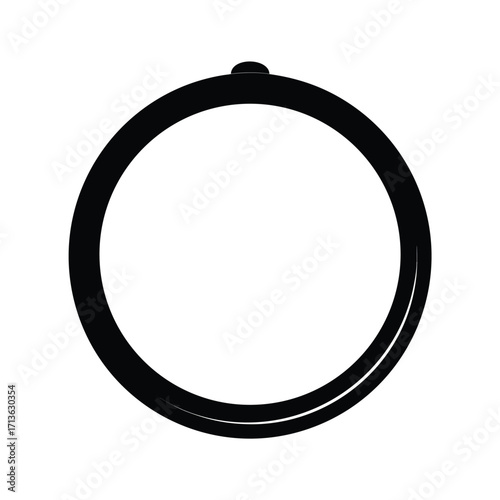 Minimalist black ring silhouette on white background