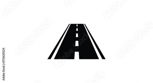 A simple black and white illustration of a road stretching into the distance
