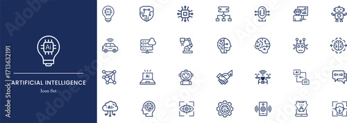 Artificial Intelligence Vector Icon - Minimalist AI, Machine Learning, Neural Network & Robotics Icon Pack