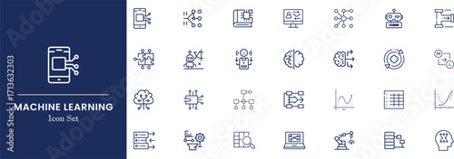 Machine Learning Vector Icon - Minimalist AI, Data Science, Neural Network & Algorithm Icon Pack