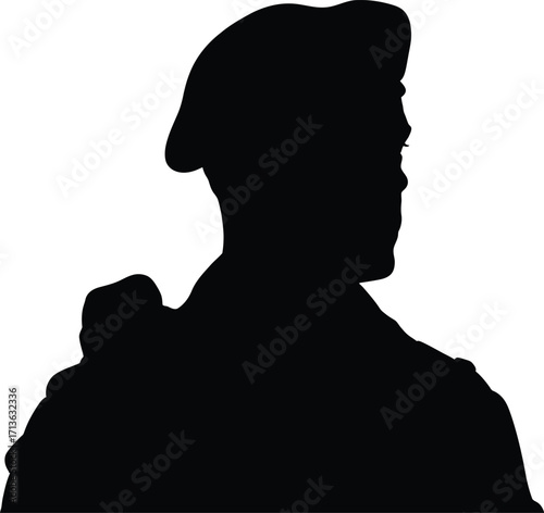 Man wearing beret and jacket vector silhouette