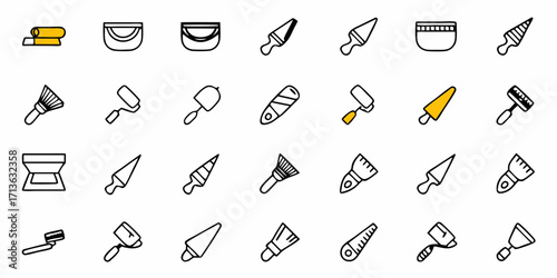 Illustration of a collection of various household and industrial items arranged in a grid pattern