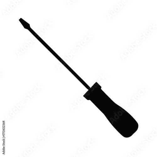 Black silhouette of a screwdriver on a white background