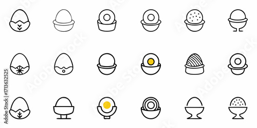 Illustration of various fire related icons including flames wood and fire pits in a simple outline style