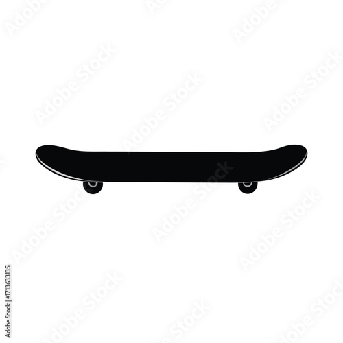 Black skateboard silhouette on white background design