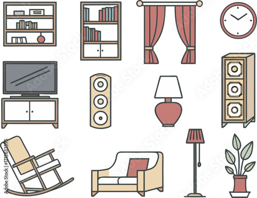 Collection of 20 Stylized Vector Illustrations of Lighting Devices and Related Objects