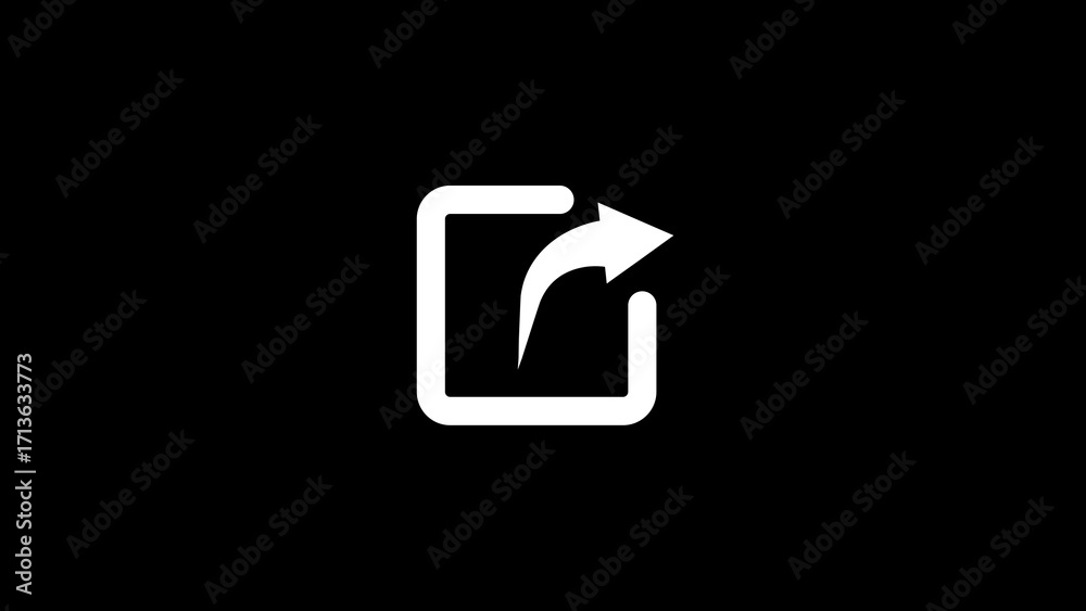 Vector share icon showing a square with an arrow pointing outward, isolated on a transparent background. Represents sharing, exporting, sending, or opening an external link.