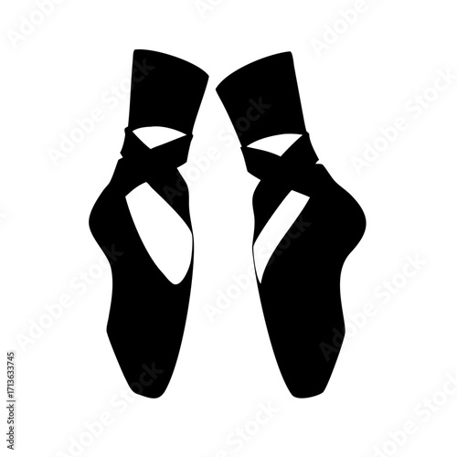 Vector art of pair of black ballet pointe shoes