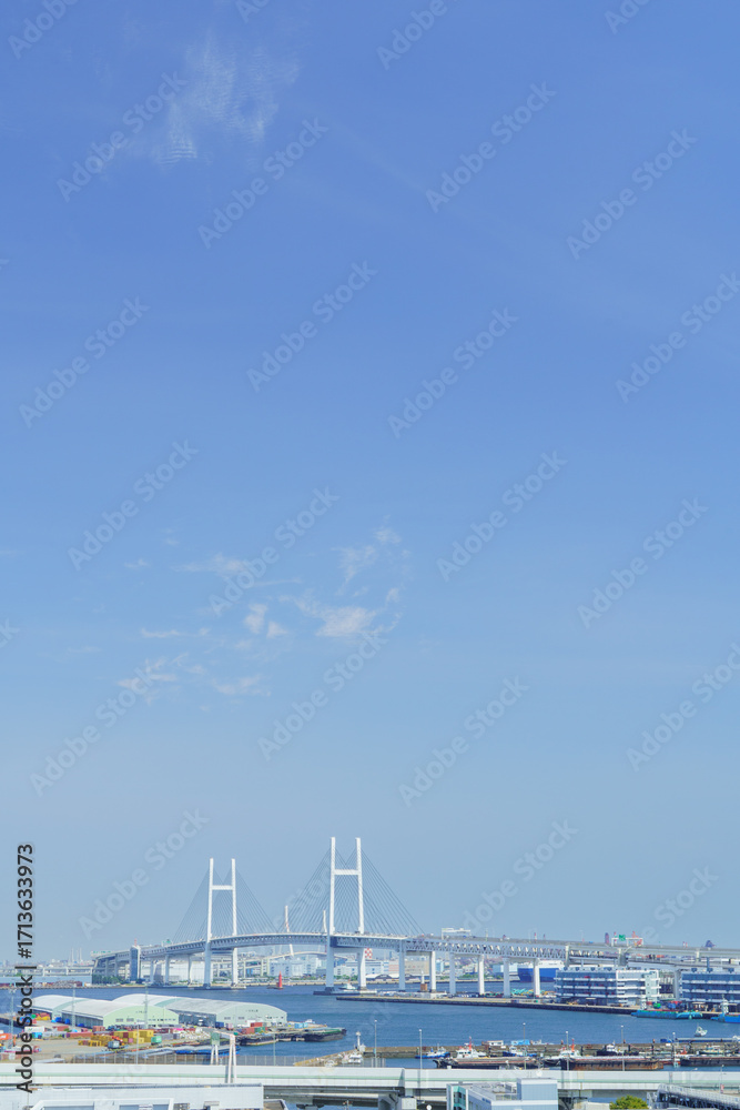 Obraz premium 日本の風景・神奈川県｜港の見える丘公園から見る横浜ベイブリッジ
