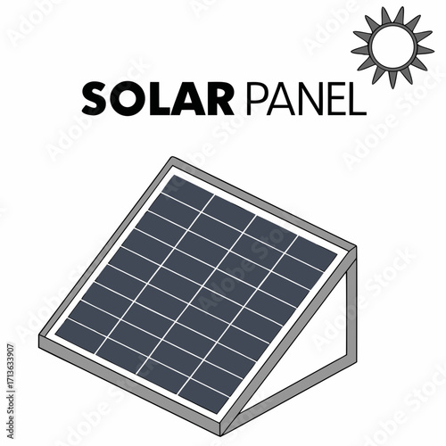 Illustration of a solar panel with a sun icon