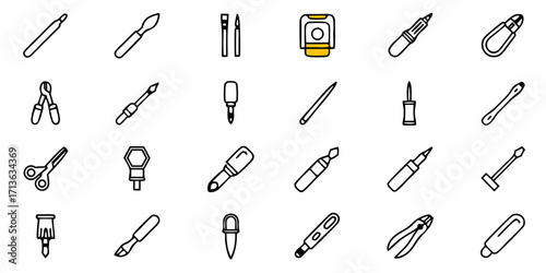 Illustration of various manicure and pedicure tools arranged in a grid pattern on a white background