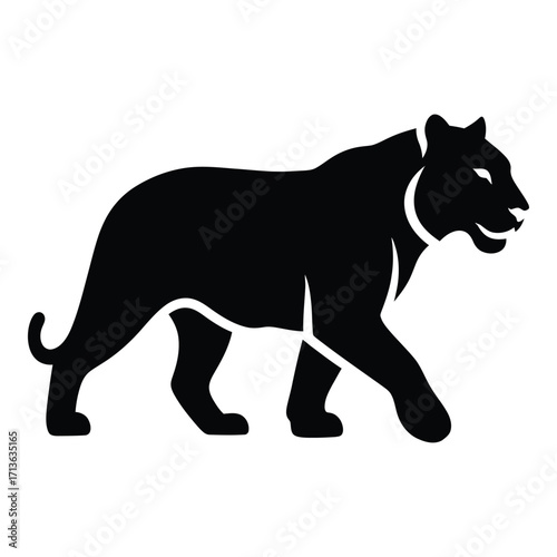 Silhouette of a majestic black panther walking with grace and power detailed profile