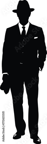 Man in fedora and suit silhouette