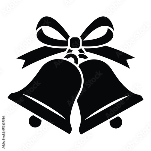 Classic black and white wedding bells with ribbon graphic for celebrations and events