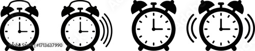 Flat Style Alarm Clock Vector Illustration. Wake Up, Morning, Time.