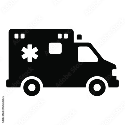 Simple icon of an ambulance with star of life symbol emergency medical services
