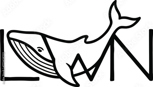 Artistic whale silhouette integrated with bold lettering
