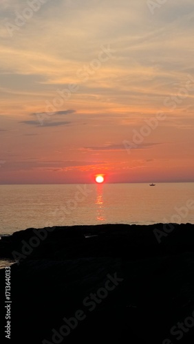 Summer seascape, dawn sunrise, beautiful sky colors, sun, sea, cloud background, beautiful sunrise scenery, Jeongdongjin sea, South Korea
- 여름 자연, 새벽 일출, 아름다운 하늘, 태양, 바다, 구름 배경, 멋진 해돋이 풍경, 정동진 바다, 한국