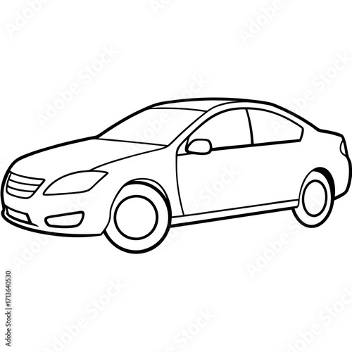 Modern sedan car outline vector art black color scalable illustration for design projects silhouette vector illustration white background