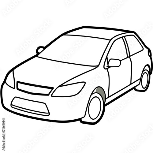 Simple black outline vector art of a sedan car scalable illustration for design projects silhouette vector illustration white background