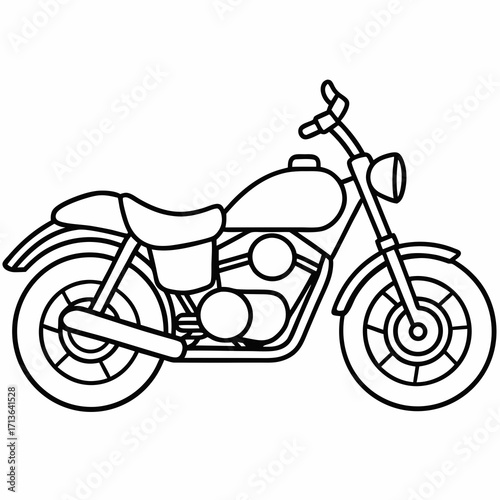 Scalable vector illustration of a classic motorcycle line art for graphic design projects silhouette vector illustration white background