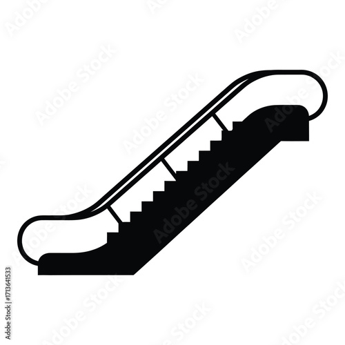 Iconic escalator silhouette symbol for modern transportation and retail environments