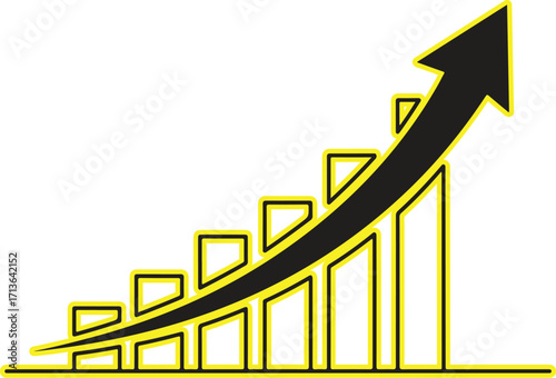 Vector art of business growth chart with upward trending arrow