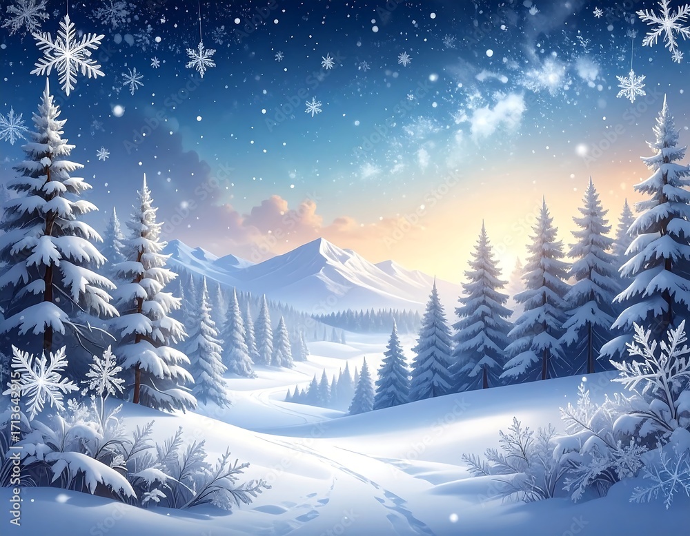 Naklejka premium Snowy winter landscape