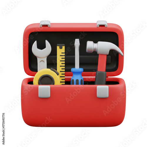 Red toolbox icon with various work tools