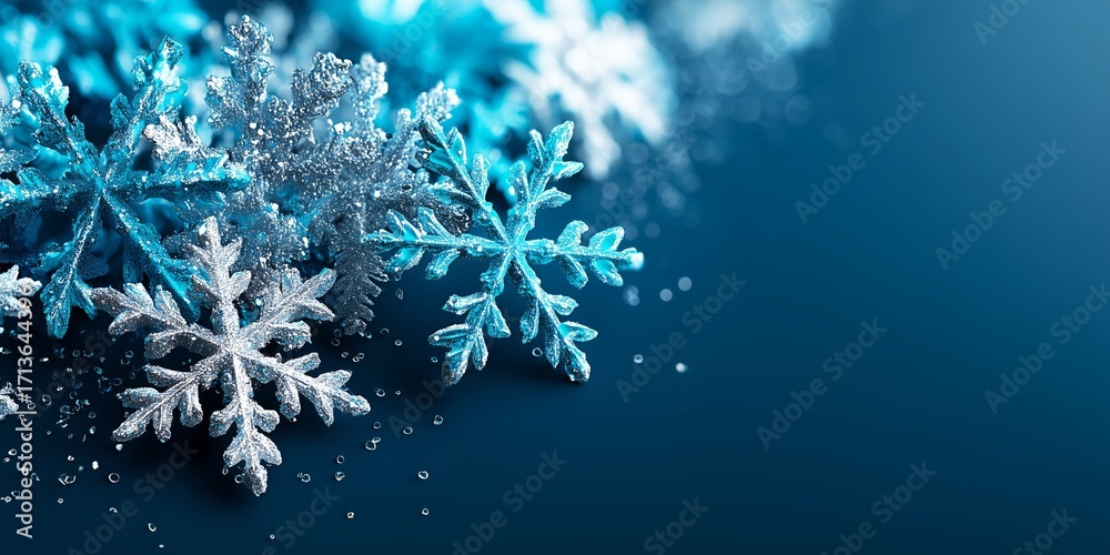 Fototapeta premium Macro Photography of Detailed Winter Snowflakes